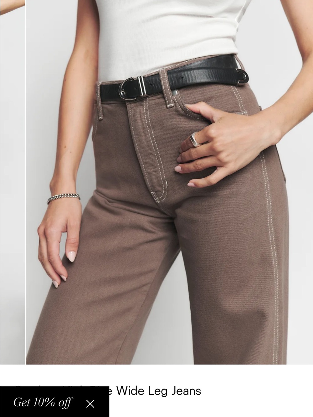 Reformation High-Rise Cowboy Wide Leg Jeans in Taupe